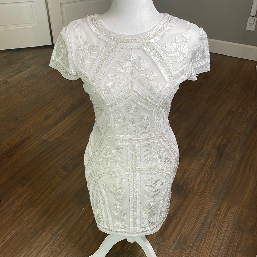 Lulus white embroidered and beaded dress. Size Medium.